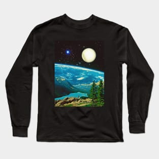 Cosmic Nature - Space Collage, Retro Futurism, Sci-Fi Long Sleeve T-Shirt